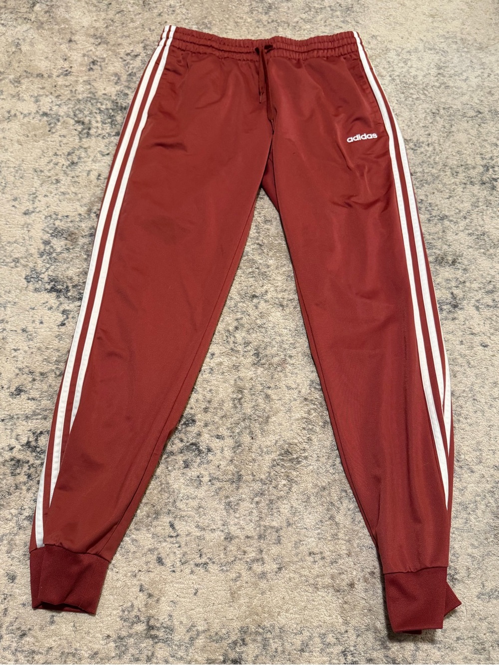 adidas Kids Maroon Joggers with White Side Stripes
